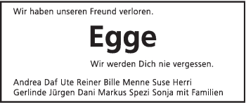 Traueranzeige von Egge . von Schwäbische Post