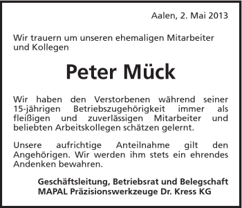 Traueranzeige von Horst Schwenninger von Schwäbische Post