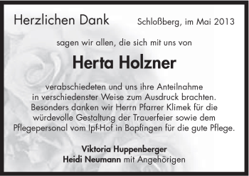 Traueranzeige von Holzner Herta von 082