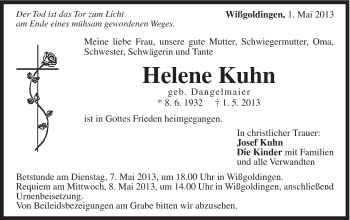 Traueranzeige von Helene Kuhn von Gmünder Tagespost