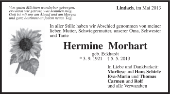 Traueranzeige von Hermine Morhart von Gmünder Tagespost