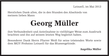 Traueranzeige von Georg Müller von Gmünder Tagespost