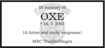 Traueranzeige von Oxe . von Schwäbische Post