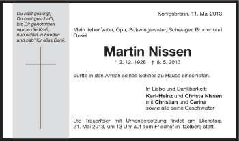 Traueranzeige von Martin Nissen von Schwäbische Post
