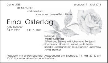 Traueranzeige von Erna Ostertag von Gmünder Tagespost