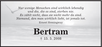 Traueranzeige von Bertram . von Schwäbische Post
