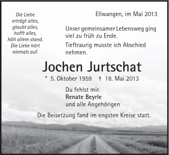 Traueranzeige von Jochen Jurtschat von Schwäbische Post