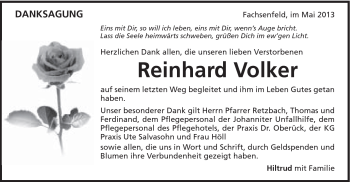 Traueranzeige von Reinhard Volker von Schwäbische Post