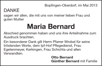 Traueranzeige von Maria Bernard von 082