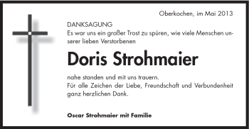 Traueranzeige von Doris Strohmaier von Schwäbische Post