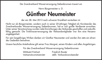 Traueranzeige von Günther Neumeister von Schwäbische Post