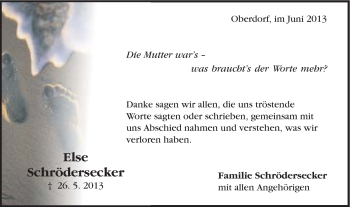 Traueranzeige von Schrödersecker Else von Schwäbische Post