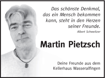 Traueranzeige von Martin Pietzsch von Schwäbische Post