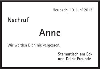 Traueranzeige von Anne Schäfer von Gmünder Tagespost