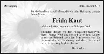 Traueranzeige von Frida Kaut von Gmünder Tagespost