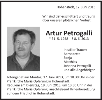 Traueranzeige von Artur Petrogalli von 020