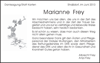 Traueranzeige von Marianne Frey von Gmünder Tagespost