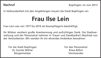 Traueranzeige von Ilse Lein von 082