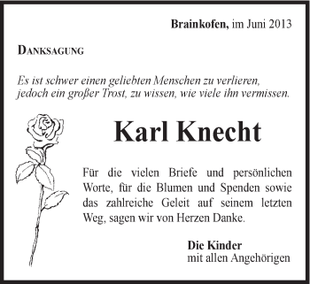 Traueranzeige von Karl Knecht von Gmünder Tagespost