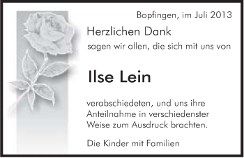 Traueranzeige von Ilse Lein von 082