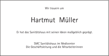 Traueranzeige von Hartmut Müller von Gmünder Tagespost