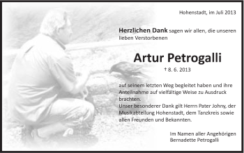 Traueranzeige von Artur Petrogalli von 020