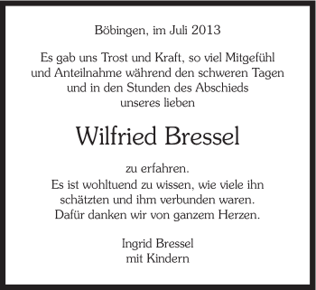 Traueranzeige von Wilfried Bressel von 020
