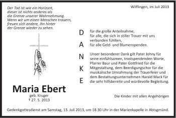 Traueranzeige von Maria Ebert von Schwäbische Post