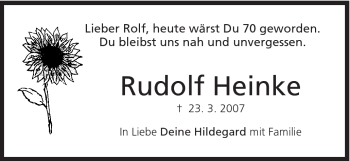 Traueranzeige von Adolf Heinke von Schwäbische Post