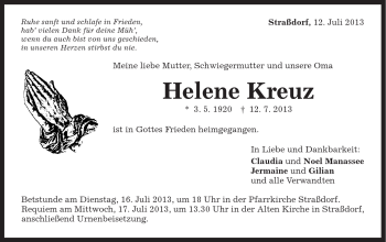 Traueranzeige von Helene Kurz von Gmünder Tagespost