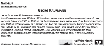 Traueranzeige von Georg Kaufmann von Gmünder Tagespost