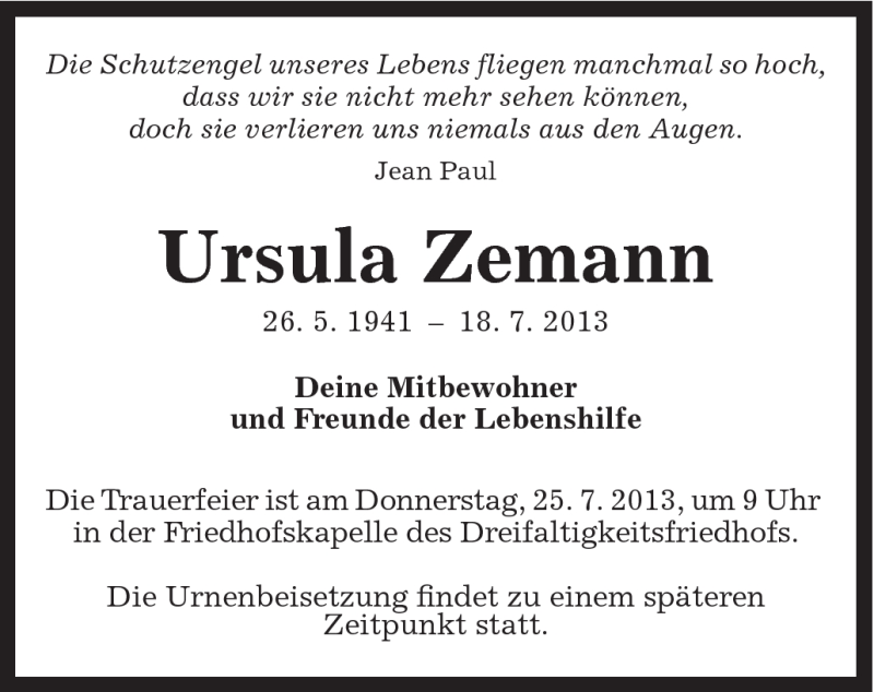 Traueranzeigen Von Ursula Zemann Ostalbtrauer