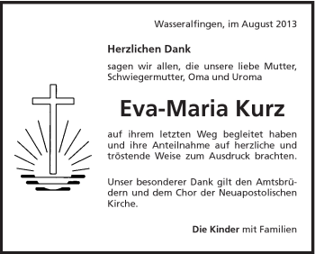 Traueranzeige von Paul Kurz von Schwäbische Post