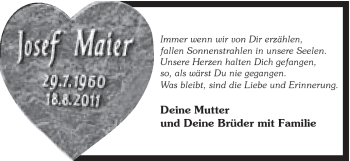 Traueranzeige von Josef Maier von Gmünder Tagespost