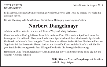 Traueranzeige von Norbert Dangelmayr von Gmünder Tagespost