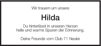 Traueranzeige von Hilda  von Schwäbische Post