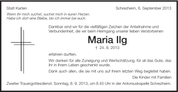 Traueranzeige von Maria Ilg von Schwäbische Post
