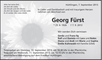 Traueranzeige von Georg Fürst von Schwäbische Post