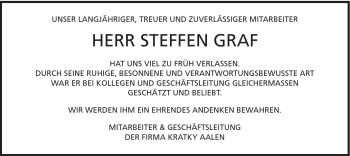 Traueranzeige von Steffen Graf von Schwäbische Post