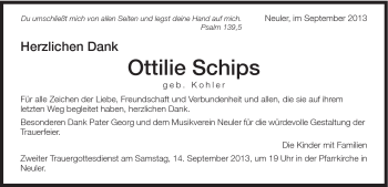 Traueranzeige von Ottilie Schips von Schwäbische Post