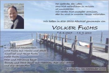 Traueranzeige von Volker Fuchs von Gmünder Tagespost