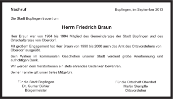 Traueranzeige von Friedrich Braun von 082