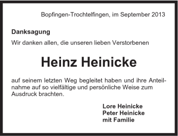 Traueranzeige von Heinz Heinicke von 082