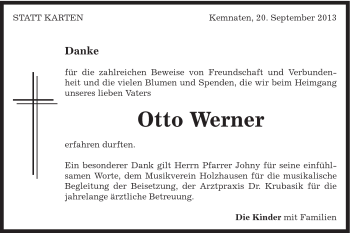 Traueranzeige von Otto Werner von Gmünder Tagespost