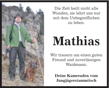 Traueranzeige von Mathias Miehlich von Schwäbische Post