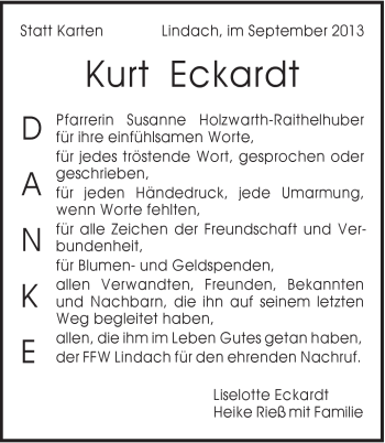Traueranzeige von Kurt Eckardt von Gmünder Tagespost