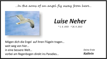 Traueranzeige von Luise Neher von Schwäbische Post
