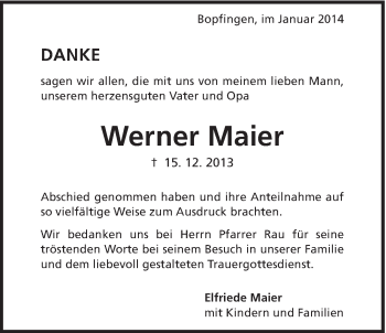 Traueranzeige von Werner Maier von 082