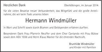 Traueranzeige von Hermann Windmüller von Gmünder Tagespost