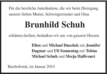 Traueranzeige von Brunhild Schuh von Gmünder Tagespost